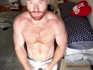 Ginger Hunk Seth Forena Couch Wanks His Schlong Until He Cums Three