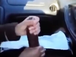 Big Black Cock Gets A Hand Jobs In The Car Nine