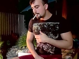 Ripped Mason Lear Masturbates While Smoking A Ciggy