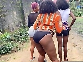 First-timer African Lesbos Luring A Village Thot Rukky Into Threesome Lovemaking
