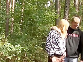 Sexy Blonde Stunner Cootchie Pounded Along Side Ambisexual Dude Outdoor