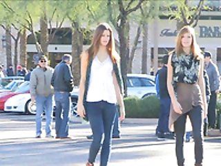 Kinky Stunners Raylene And Romi Flash Their Tits In A Public Place