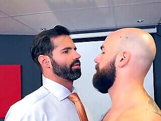Bearded Stud Pounds His Suited Coworker's Taut Butt