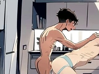 Homosexual School Roomies Of Different Races Love Buttfucking In The Kitchen In This Animated Manga Porn Toon