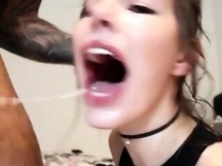 Hard-core Deepthroating And Gigantic Facial Cumshot For Nasty Camgirl