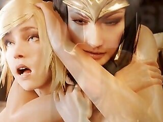 Blonde Bombshell Gets All Her Fuckholes Packed By A Draped Dickgirl In Three Dimensional Animated Rule34 Pornography