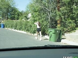 Brunette Hitchhiker Gets Screwed by Long Boner Outdoor