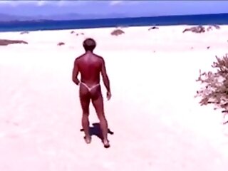 Suntanned Man On Beach In Lil' String Panty (temporarily!) Ten